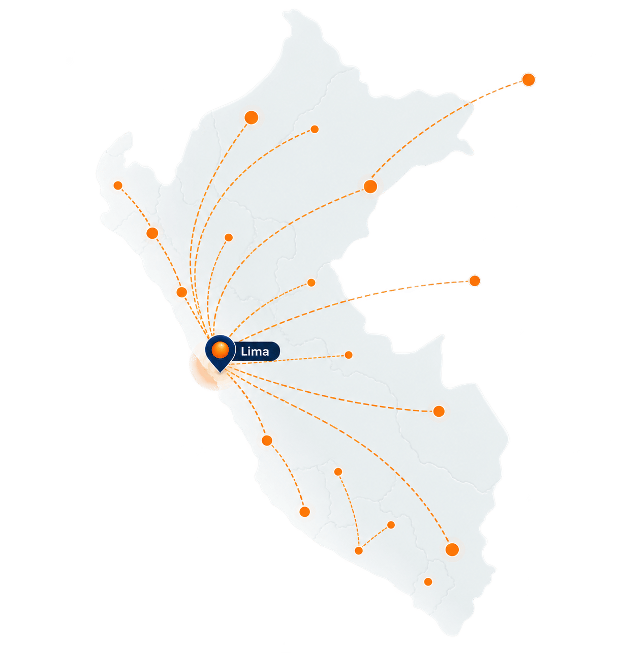 Mapa del Perú con cobertura de despacho de Grupo Egreen