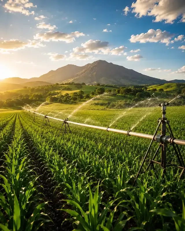 Riego tecnificado en campo de cultivo
